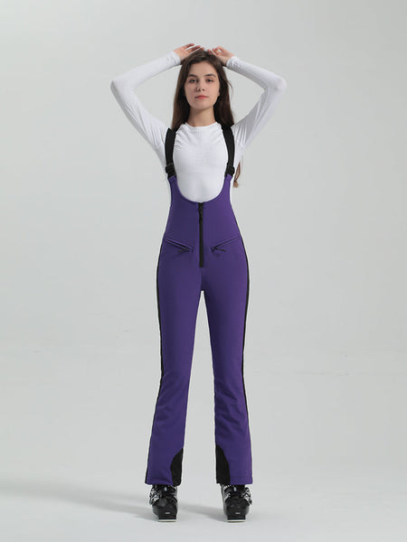 Gsou Snow Women's Multi-color Stretch Fabric Ski Bibs