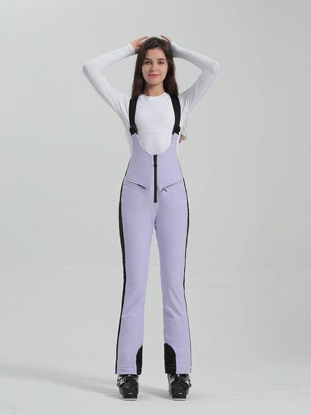 Gsou Snow Women's Multi-color Stretch Fabric Ski Bibs