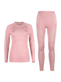 Women's Pink Underwear Ski Equipment Quick-Drying Wicking Function Underwear Set