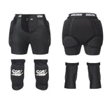 GsouSnow Black Ski protective shorts and knee pads set