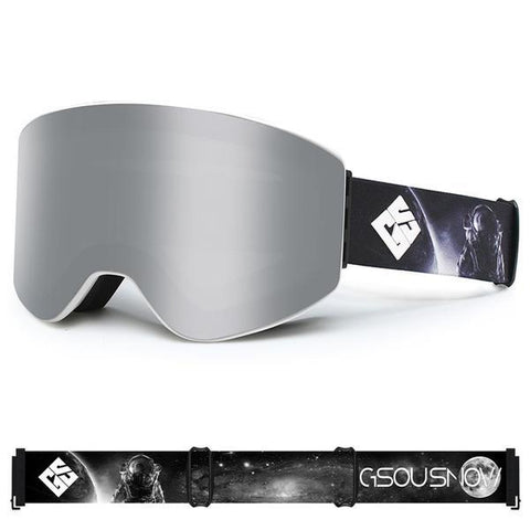 GsouSnow Silver Cylindrical Ski Goggles Anti-fog Snowboard & Freestyle Ski Goggles