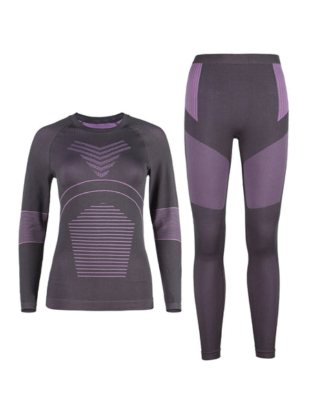 GsouSnow purple underwear women's ski equipment quick-drying wicking function underwear set