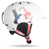 GsouSnow Hummingbird Print Ski Helmet, Integrally Lightweight EPS Snowboard Ski Riding Protective Gear
