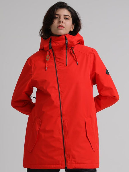 Womens Red Ski Jacket 10K Windproof and Waterproof Snowboard Jacket，Machine washable
