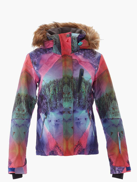 Brand Winter Women's Colorful Fur Hooded Windproof Ski Jacket