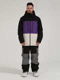 GsouSnow men's winter windproof big zipper stitching color ski suit