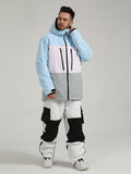 Treadsnow men's winter windproof big zipper stitching color ski suit