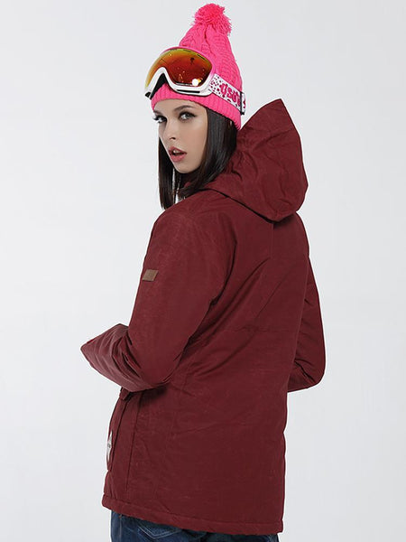Womens Red wine Ski Jacket 10K Windproof and Waterproof Snowboard Jacket，Machine washable