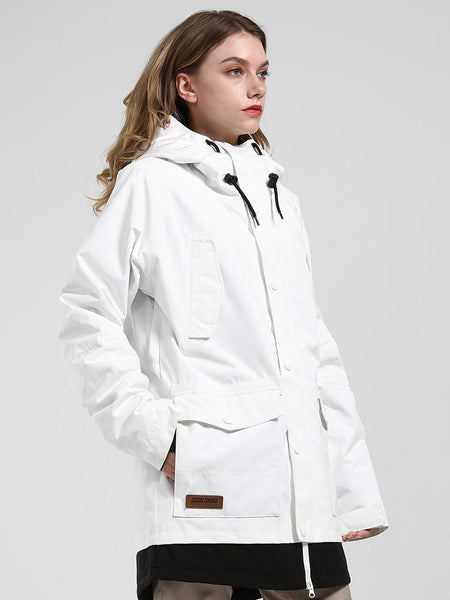 15K Windproof and Waterproof Womens White  Winter Snowboard Jacket 