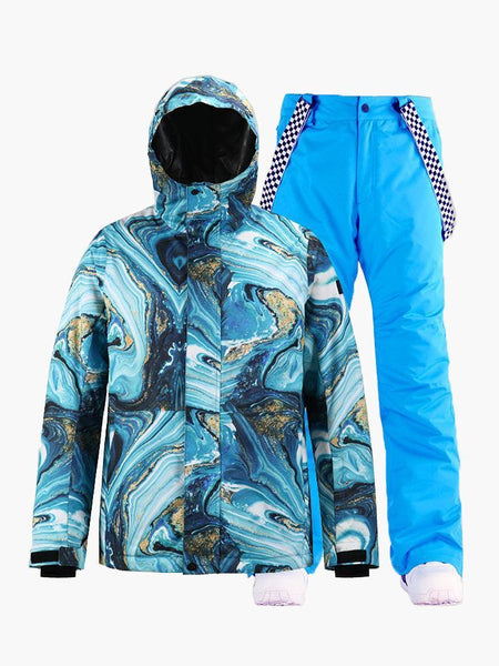 15K Windproof & Waterproof Marbled Style Fashion Ski and Snowboard Suit