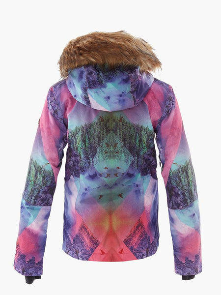 Brand Winter Women's Colorful Fur Hooded Windproof Ski Jacket