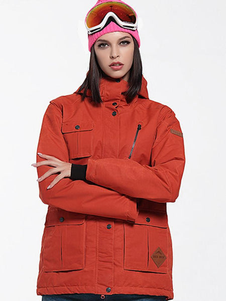 Womens Red Ski Jacket 10K Windproof and Waterproof Ski Jacket，Machine washable