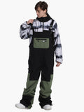 Unisex 2023 Waterproof Fluorescent Colorblocking Sling Single and Double Board Ski Pants