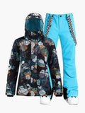 New style snow suit women's windproof and waterproof quilted thickened warm ski pants suit