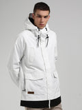 15K Windproof and Waterproof Unisex White  Winter Snowboard Jacket 