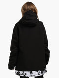 Womens Black Winter Snowboard Jacket 15K Windproof and Waterproof 100% Polyester Outdoor clothing YKK Zippe