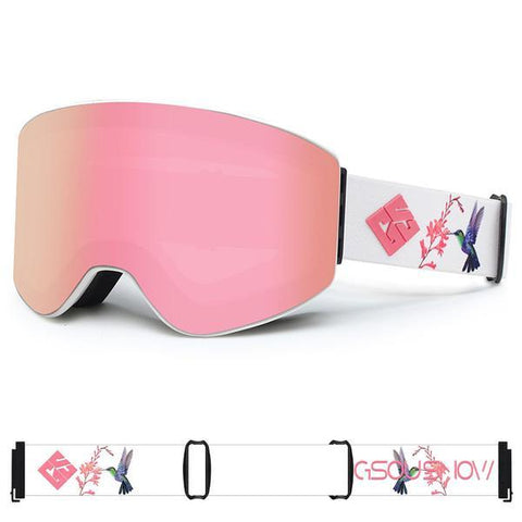 GsouSnow Pink Cylindrical Ski Goggles Anti-fog Snowboard & Freestyle Ski Goggles