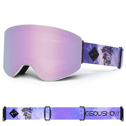 GsouSnow Purple Cylindrical Ski Goggles Anti-fog Snowboard & Freestyle Ski Goggles