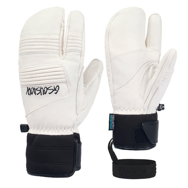 Gsou Snow Adult Unisex Wear-Resistant Sheepskin Three Finger Gloves