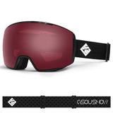 GsouSnow Wine Red Frameless Anti-fog Removable Lens Snowboard & Freestyle Ski Goggles