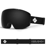GsouSnow Black Frameless Anti-fog Removable Lens Snowboard & Freestyle Ski Goggles